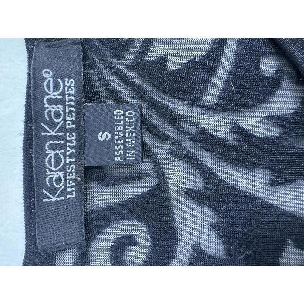 VTG Karen Kane Velvet Burnout Top Sz S Petite Gothic Black Romantic Whimsigoth - Picture 5 of 5